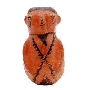 Tohono O'odham / Papago Black on red human effigy vessel