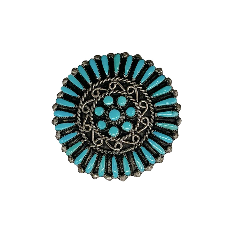 Older Zuni Pueblo Silver and Turquoise Pin