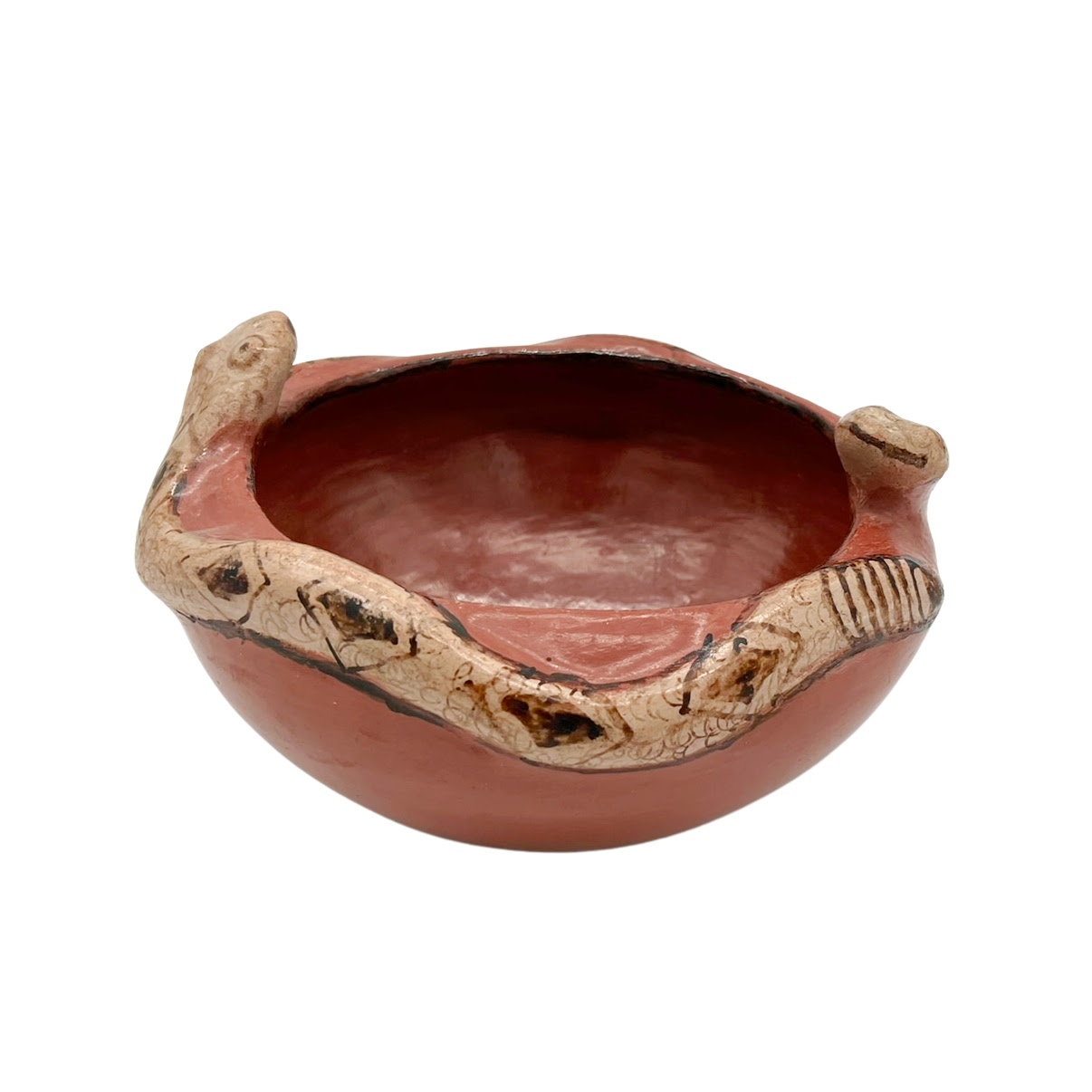 Maricopa Polychrome Rattlesnake Pottery Bowl by Mabel Sunn (1898-1980)